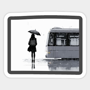 Girl Waiting The Bus Sticker